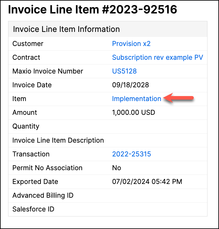 Invoice line item pointing at the wrong item