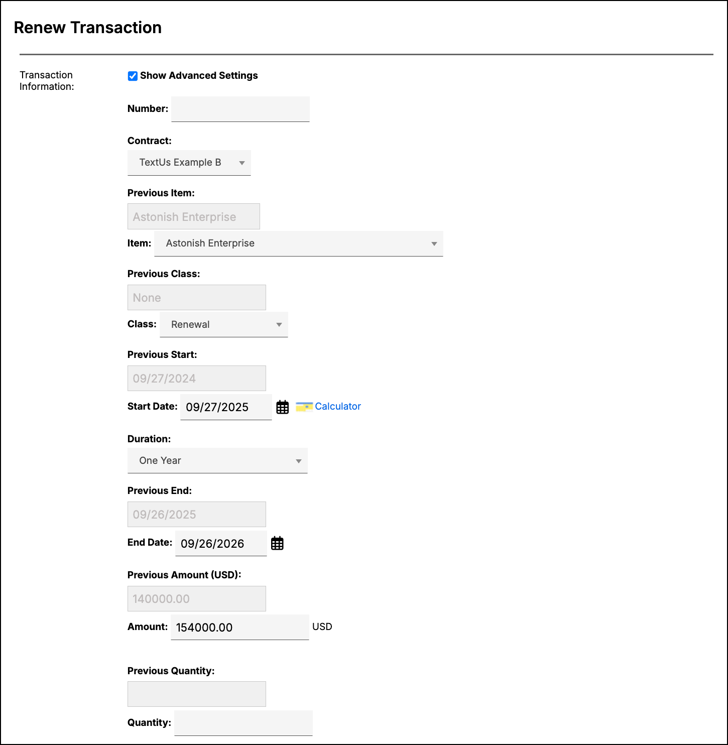 Transaction with its renew and cancel actions
