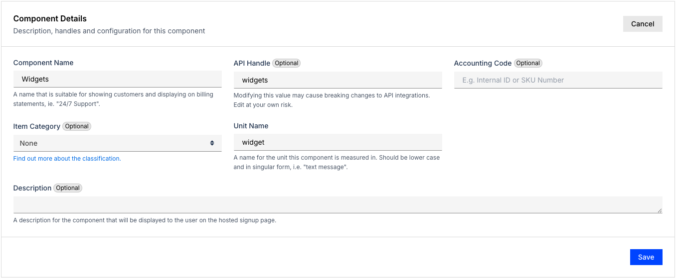 Product creation form