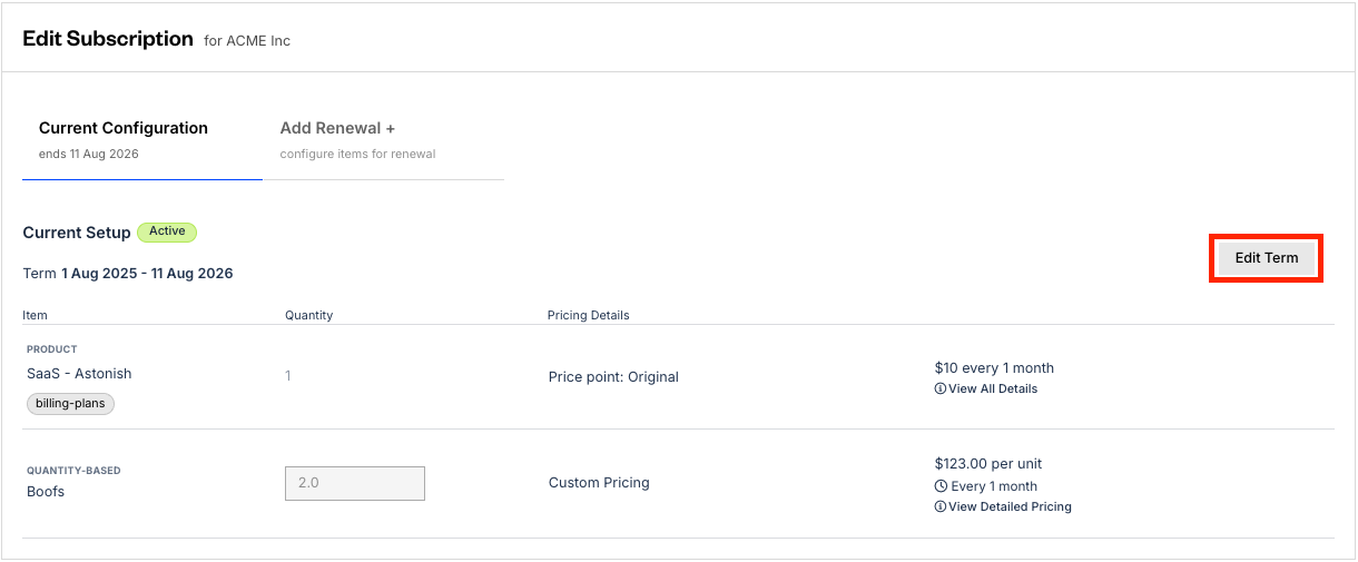 More Options menu with Edit Term selected