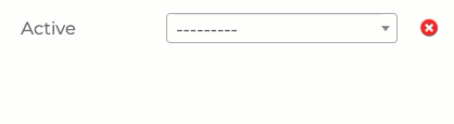 an Active filter row being set, its dropdown opening on the blank, Active and Inactive options