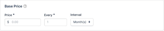 a Base Price block setting the amount, frequency and interval