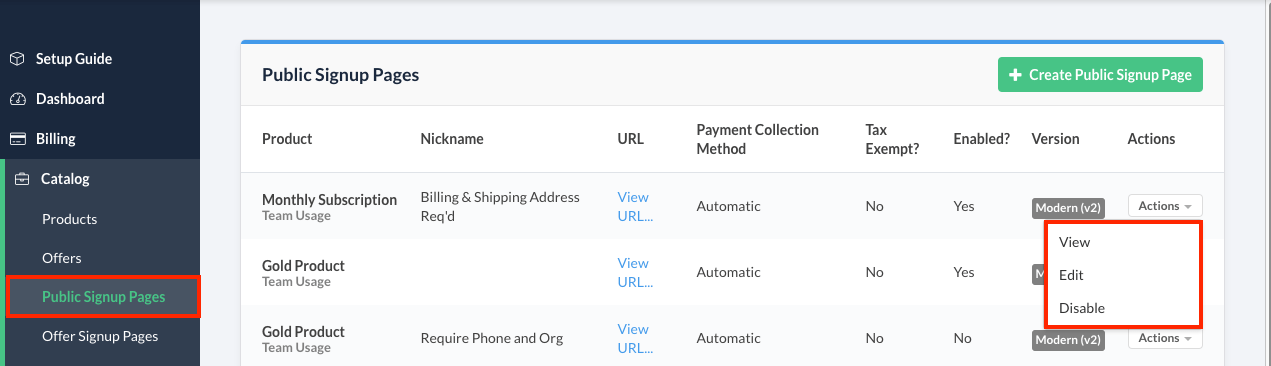 List of Public Signup Pages