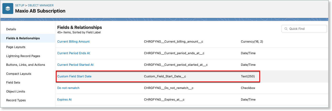the Fields and Relationships list with the newly created custom field outlined